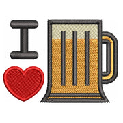 I Heart Beer digitized embroidery design