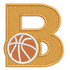 Letter B with Basketball digitized embroidery design