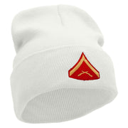 Military Rank Embroidered 12 inch Acrylic Cuffed Long Beanie