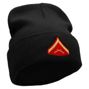 Military Rank Embroidered 12 inch Acrylic Cuffed Long Beanie