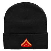 Military Rank Embroidered 12 inch Acrylic Cuffed Long Beanie