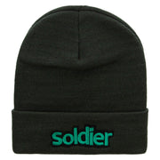 Soldier Embroidered 12 Inch Long Knitted Beanie