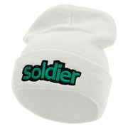 Soldier Embroidered 12 Inch Long Knitted Beanie