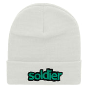 Soldier Embroidered 12 Inch Long Knitted Beanie