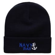 Navy Dad Embroidered 12 Inch Long Knitted Beanie