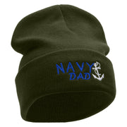 Navy Dad Embroidered 12 Inch Long Knitted Beanie