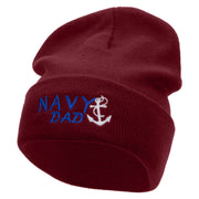 Navy Dad Embroidered 12 Inch Long Knitted Beanie