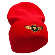 Airforce Eagle Badge Embroidered 12 Inch Long Knitted Beanie