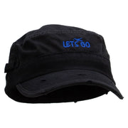 Lets go Fly Washed Cotton Fitted Army Cap - Black S-M