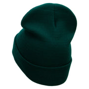 Mardi Hat Embroidered 12 Inch Long Knitted Beanie - Dk-Green OSFM