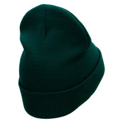 Mardi Hat Embroidered 12 Inch Long Knitted Beanie - Dk-Green OSFM