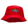 Vacation Scene Embroidered Pigment Dyed Bucket Hat - Red OSFM