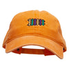 Mardi Instrument Embroidered Washed Solid Pigment Dyed Cotton Twill Brass Buckle Cap - Orange OSFM