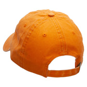 Mardi Instrument Embroidered Washed Solid Pigment Dyed Cotton Twill Brass Buckle Cap - Orange OSFM