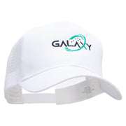 Galaxy Stars Embroidered Solid Cotton Prostyle Twill Mesh Cap - White OSFM