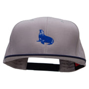 Blue Seal Embroidered Two Tone Superior Cotton Twill Flat Bill Snapback Cap - Navy-Grey OSFM