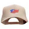 Eagle Flag Embroidered Solid Cotton Twill 5 Panel Prostyle Snap Cap - Khaki OSFM