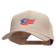 Eagle Flag Embroidered Solid Cotton Twill 5 Panel Prostyle Snap Cap - Khaki OSFM