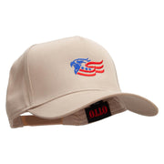 Eagle Flag Embroidered Solid Cotton Twill 5 Panel Prostyle Snap Cap - Khaki OSFM