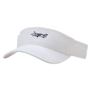 Private Jet Embroidered Brushed Sports Visor - White OSFM