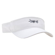 Private Jet Embroidered Brushed Sports Visor - White OSFM