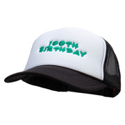 100th Birthday Embroidered Foam Panel Mesh Snapback - Black-White OSFM