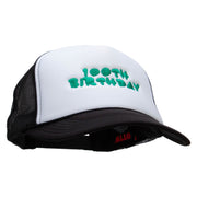 100th Birthday Embroidered Foam Panel Mesh Snapback - Black-White OSFM