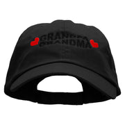 Grandma and Grandpa Embroidered Low Profile Dyed Cotton Twill Cap - Black OSFM