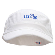 Lets go Fly Washed Cotton Fitted Army Cap - White S-M