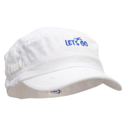 Lets go Fly Washed Cotton Fitted Army Cap - White S-M