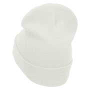 Mardi Hat Embroidered 12 Inch Long Knitted Beanie - White OSFM