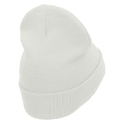 Mardi Hat Embroidered 12 Inch Long Knitted Beanie - White OSFM