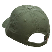 Mardi Instrument Embroidered Washed Solid Pigment Dyed Cotton Twill Brass Buckle Cap - Dk-Green OSFM