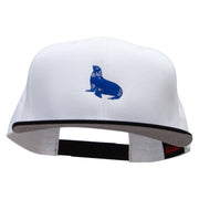 Blue Seal Embroidered Two Tone Superior Cotton Twill Flat Bill Snapback Cap - Black-White OSFM