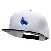 Blue Seal Embroidered Two Tone Superior Cotton Twill Flat Bill Snapback Cap - Black-White OSFM