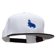 Blue Seal Embroidered Two Tone Superior Cotton Twill Flat Bill Snapback Cap - Black-White OSFM