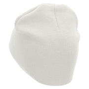 Pinch Proof Embroidered 8 Inch Short Beanie Made in USA - White OSFM