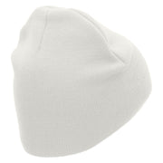 Pinch Proof Embroidered 8 Inch Short Beanie Made in USA - White OSFM