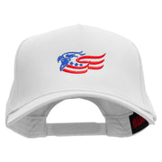 Eagle Flag Embroidered Solid Cotton Twill 5 Panel Prostyle Snap Cap - White OSFM