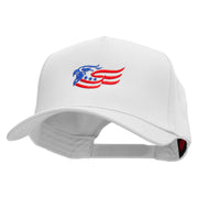 Eagle Flag Embroidered Solid Cotton Twill 5 Panel Prostyle Snap Cap - White OSFM