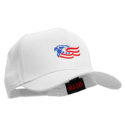 Eagle Flag Embroidered Solid Cotton Twill 5 Panel Prostyle Snap Cap - White OSFM