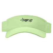 Private Jet Embroidered Brushed Sports Visor - Lime OSFM