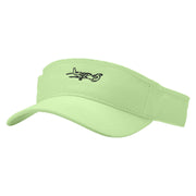 Private Jet Embroidered Brushed Sports Visor - Lime OSFM