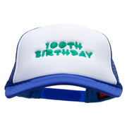 100th Birthday Embroidered Foam Panel Mesh Snapback - Royal-White OSFM