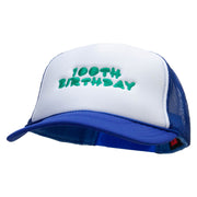 100th Birthday Embroidered Foam Panel Mesh Snapback - Royal-White OSFM