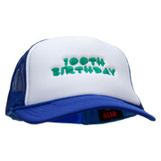 100th Birthday Embroidered Foam Panel Mesh Snapback - Royal-White OSFM