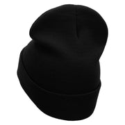 Mardi Hat Embroidered 12 Inch Long Knitted Beanie - Black OSFM