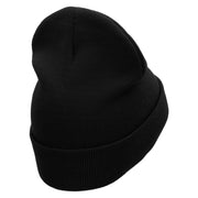 Mardi Hat Embroidered 12 Inch Long Knitted Beanie - Black OSFM