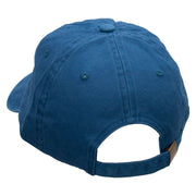 Mardi Instrument Embroidered Washed Solid Pigment Dyed Cotton Twill Brass Buckle Cap - Sky-Blue OSFM