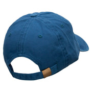 Mardi Instrument Embroidered Washed Solid Pigment Dyed Cotton Twill Brass Buckle Cap - Sky-Blue OSFM